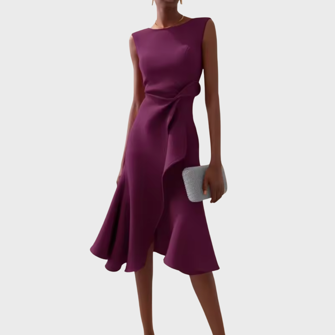 Sheila™ | Draperet asymmetrisk midikjole