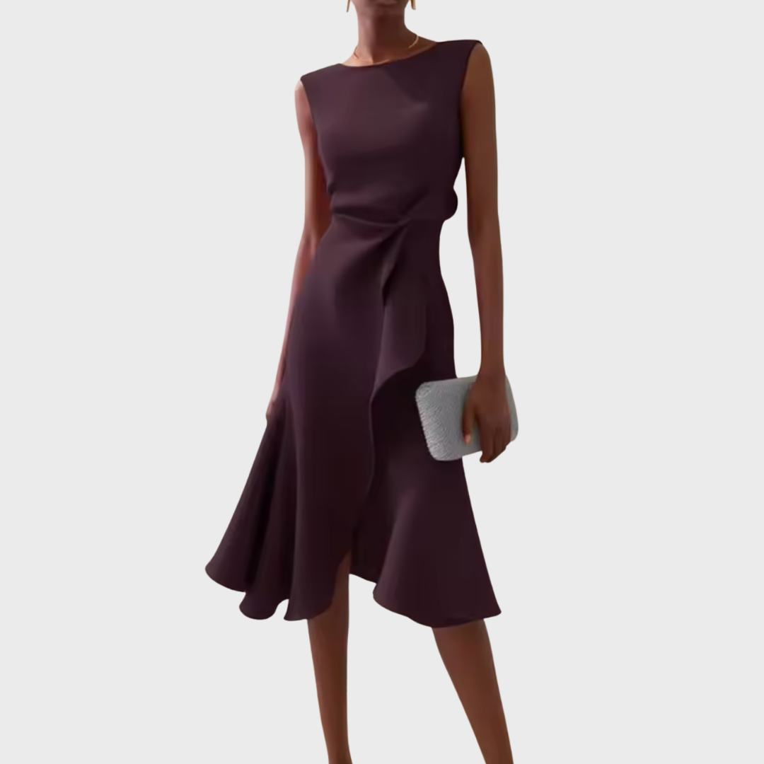 Sheila™ | Draperet asymmetrisk midikjole