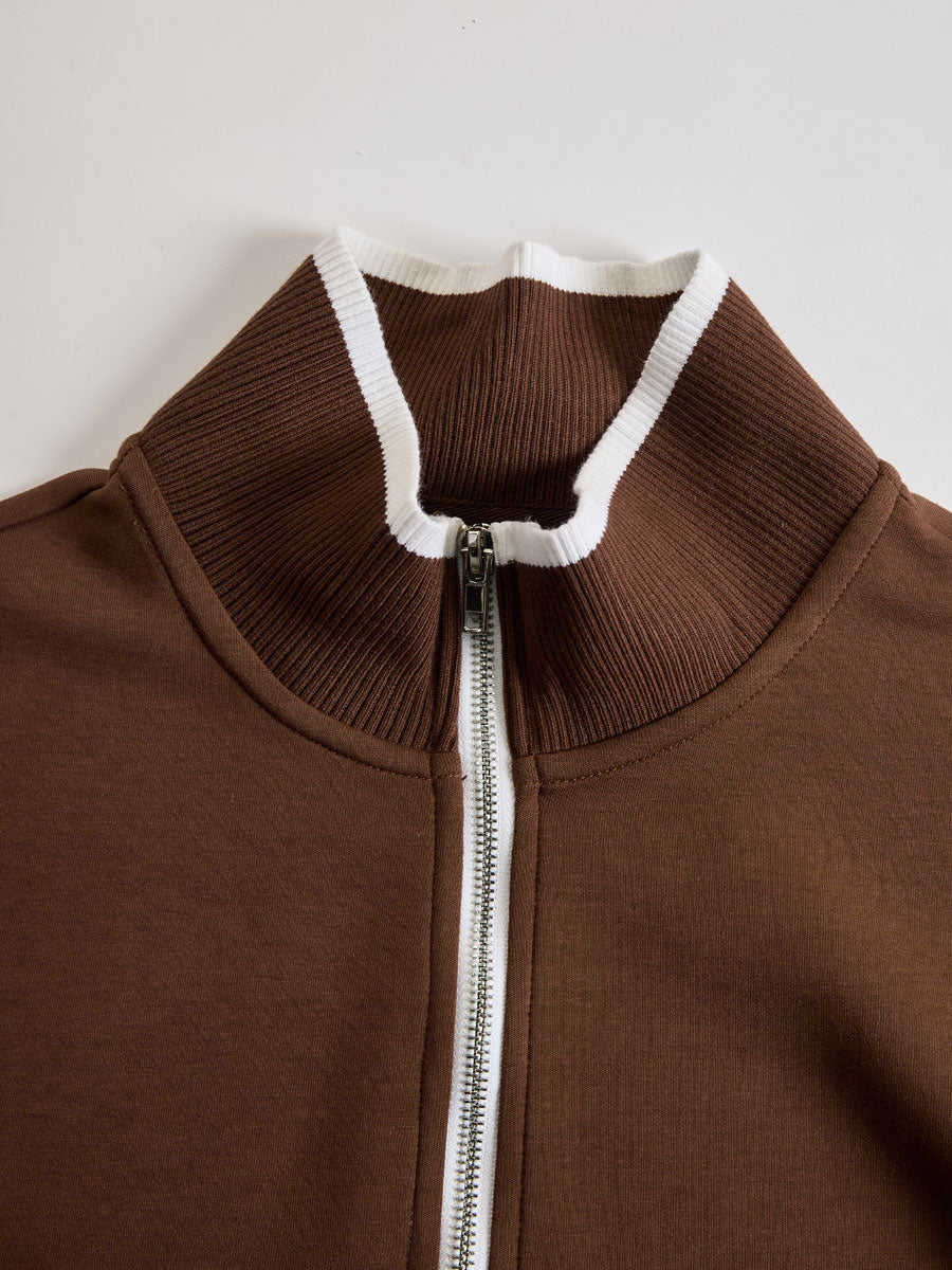 Priscilla - Elegant og sporty sæt med sweatshirt med halv lynlås