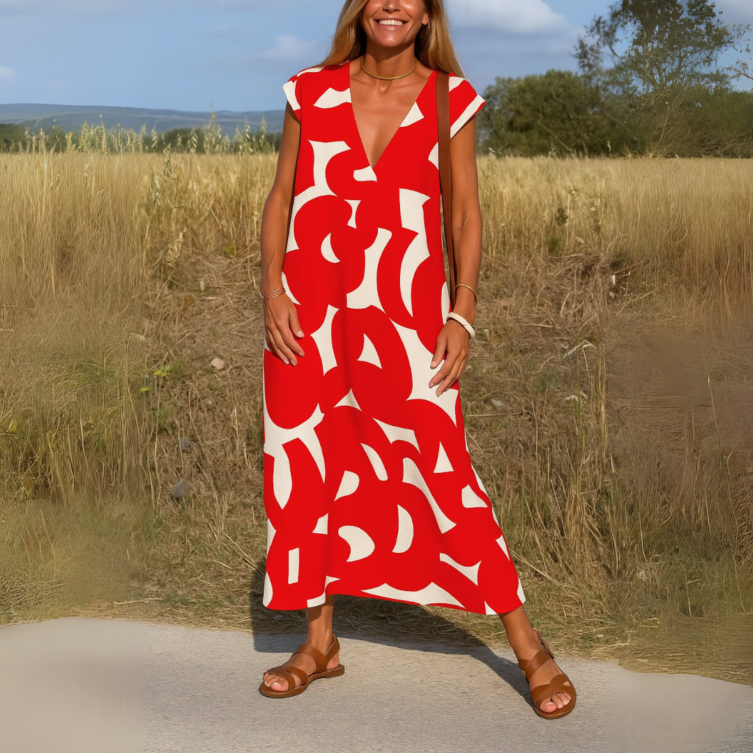 Lelira - V-Neck Midi Dress