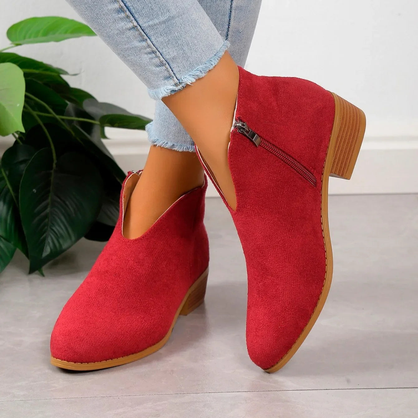 Camille | Botines con estampado de leopardo y cremallera para mujer