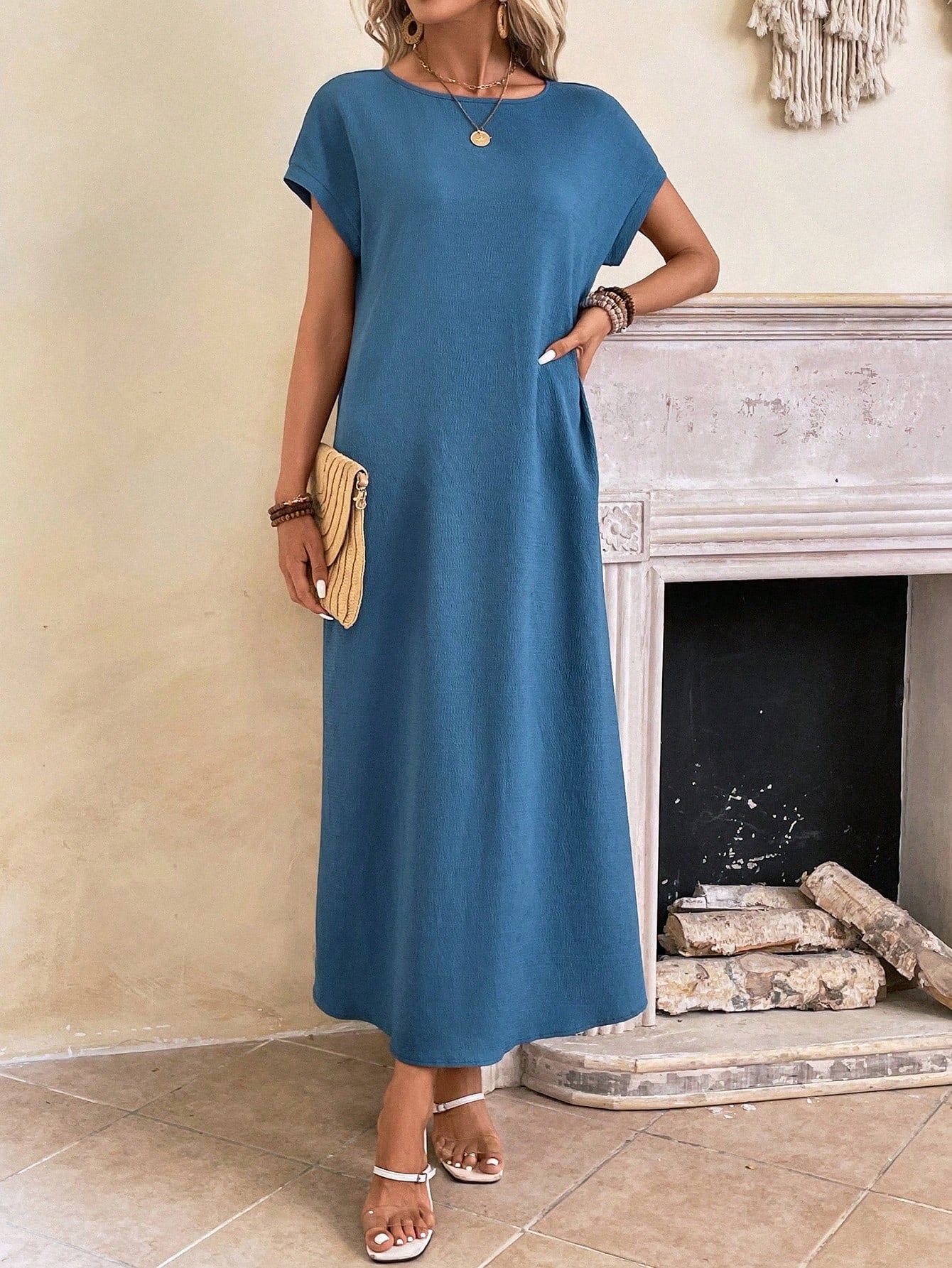 Hovira - Casual Batwing Tunic Dress