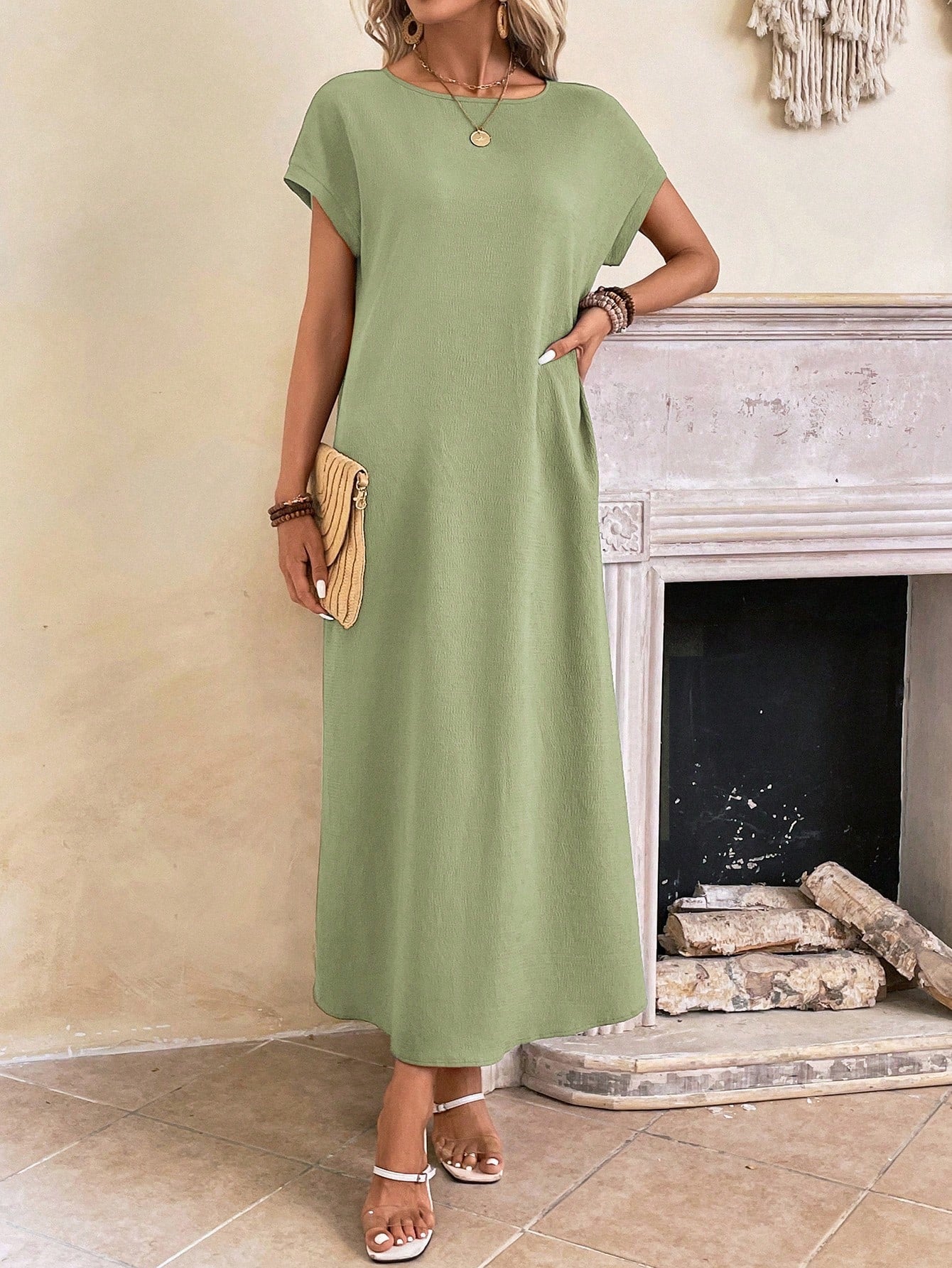 Hovira - Casual Batwing Tunic Dress