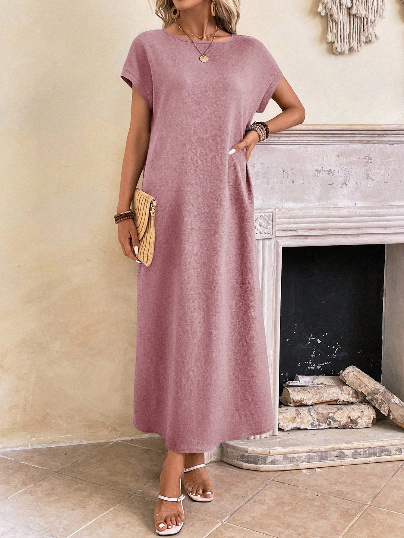 Hovira - Casual Batwing Tunic Dress