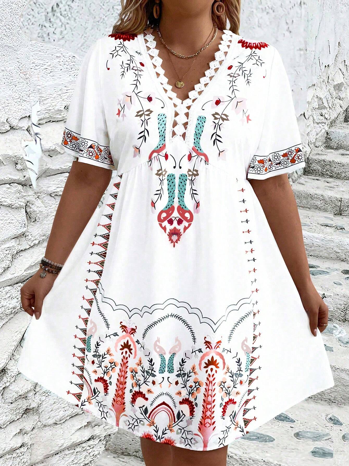 Kivara - Plus Size Boho Style Midi Dress