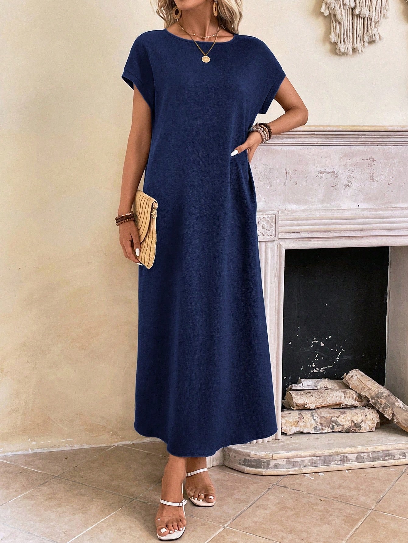 Hovira - Casual Batwing Tunic Dress