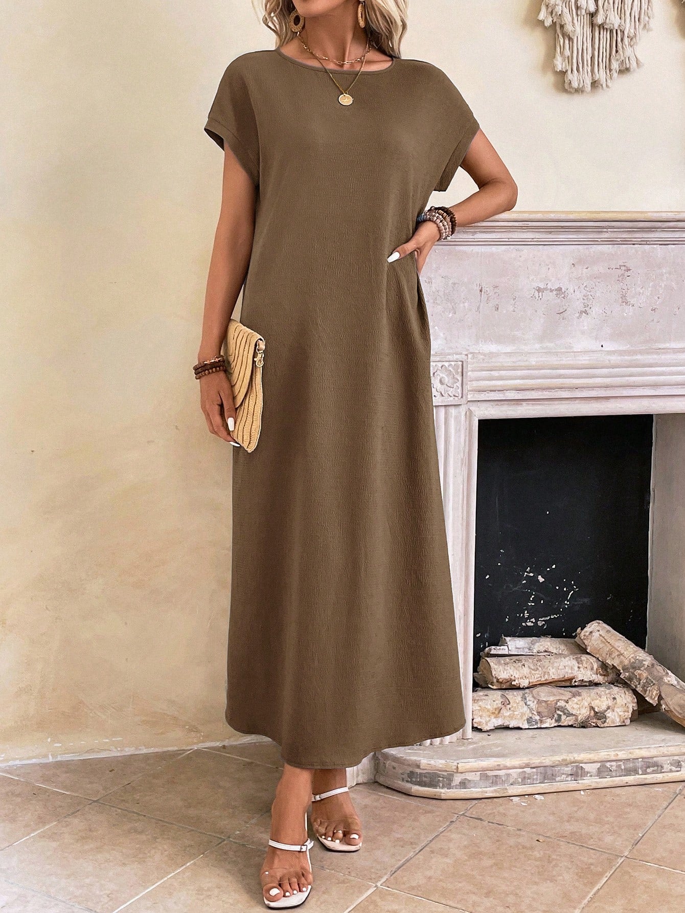Hovira - Casual Batwing Tunic Dress