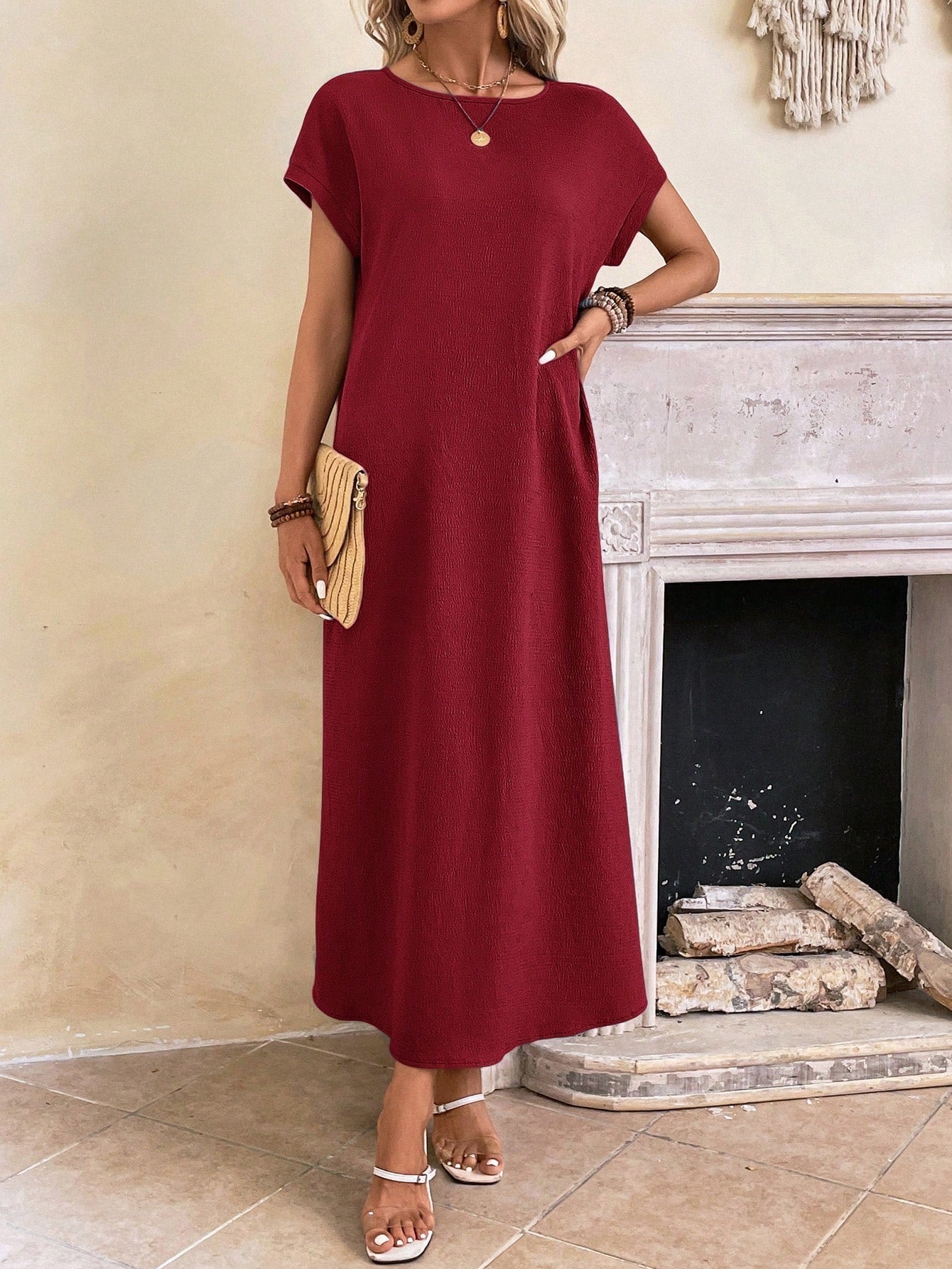 Hovira - Casual Batwing Tunic Dress