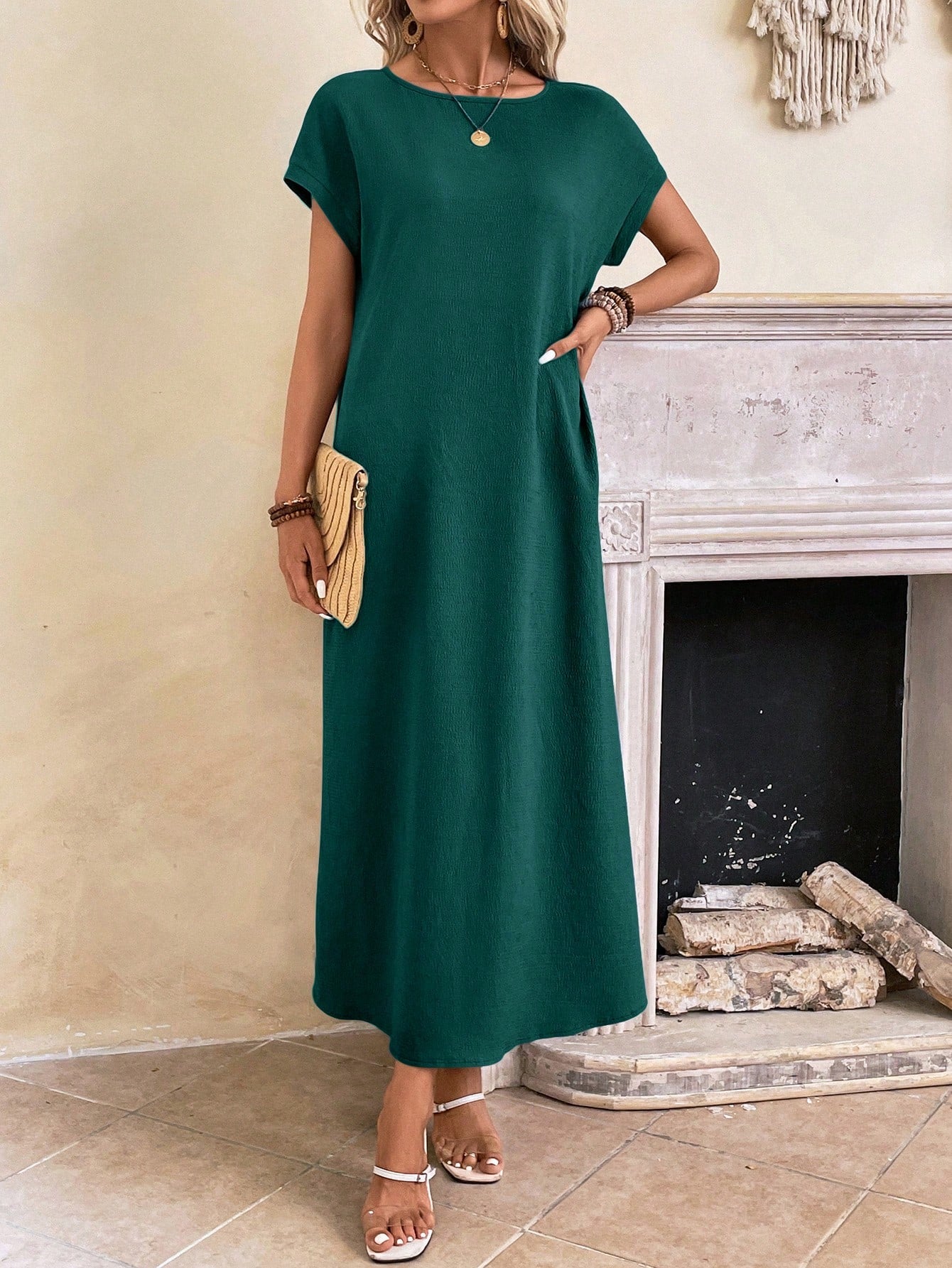 Hovira - Casual Batwing Tunic Dress