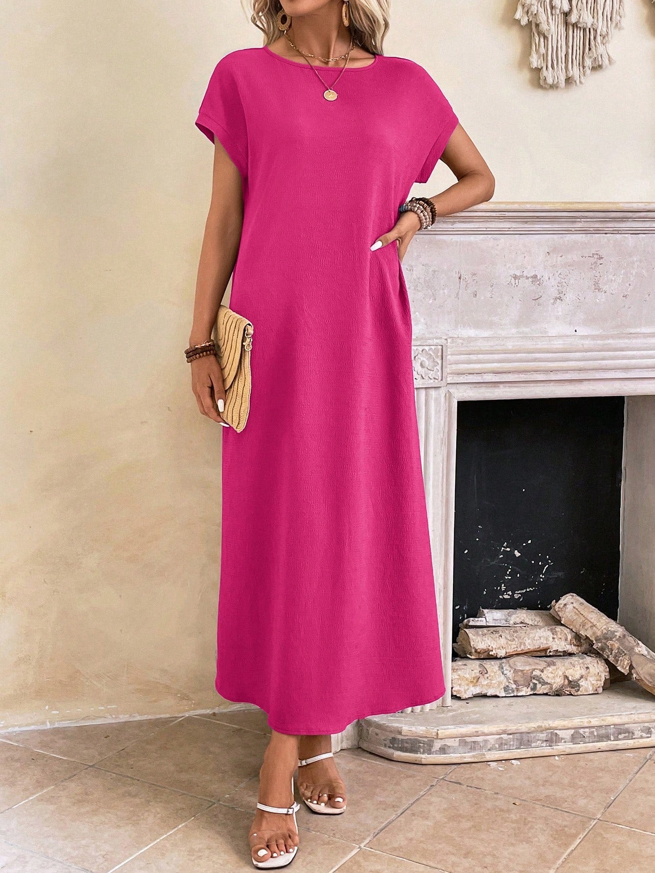 Hovira - Casual Batwing Tunic Dress