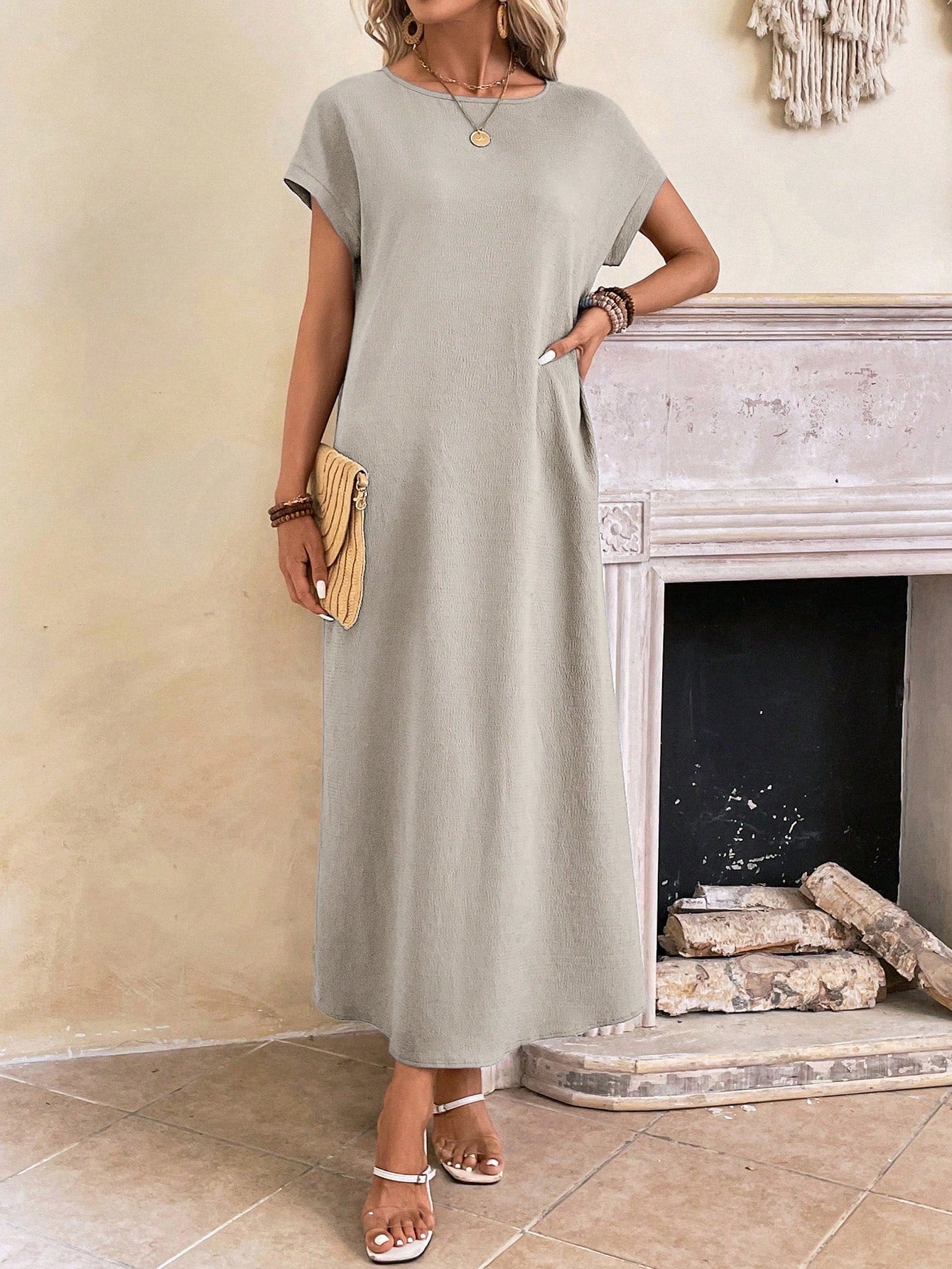 Hovira - Casual Batwing Tunic Dress