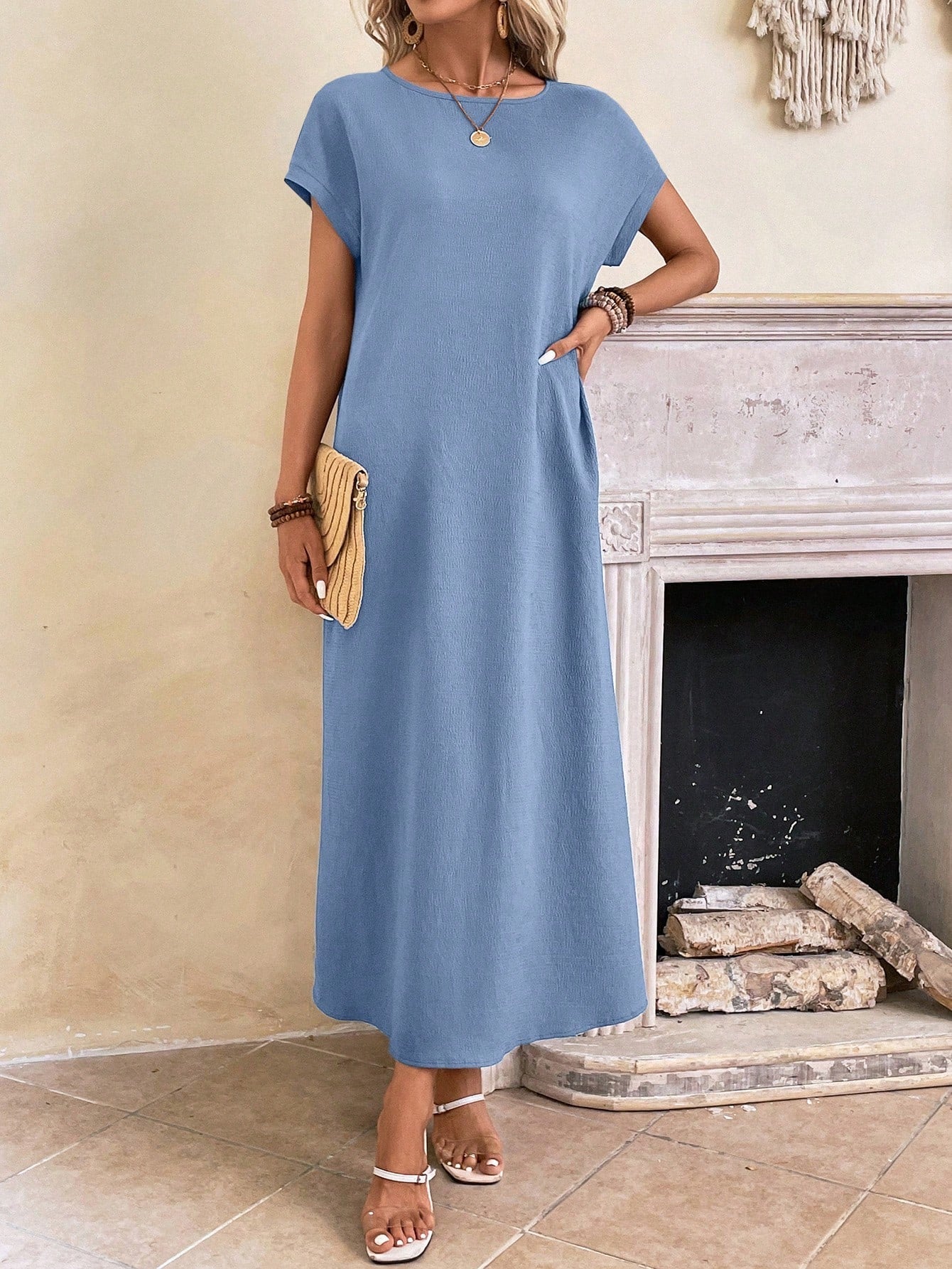 Hovira - Casual Batwing Tunic Dress