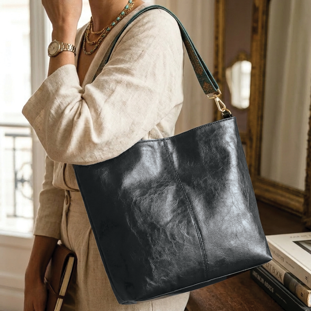 Qalira - Vegan Leather Embroidered Bucket Bag