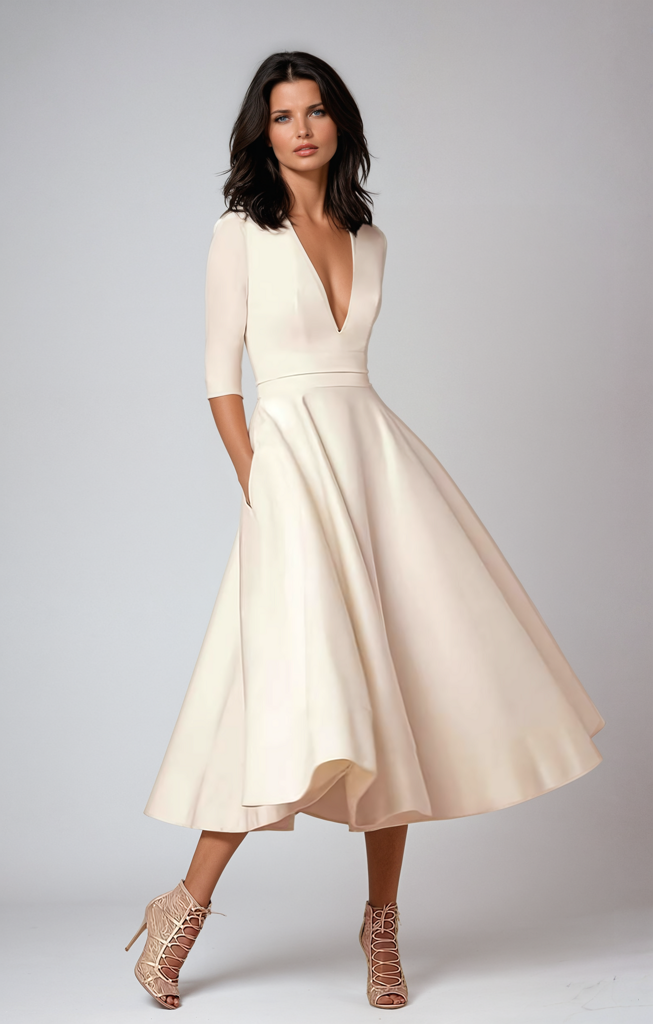 Daisy | Women Wedding Guest Flared Midi Dress