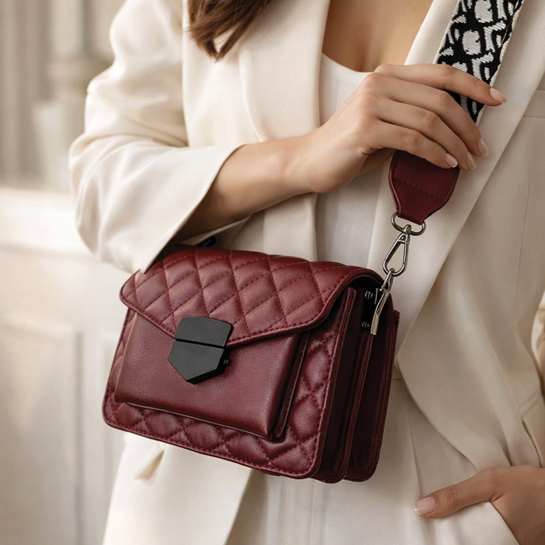 Brivelle - Quiltet Crossbody Taske i Vegansk Læder