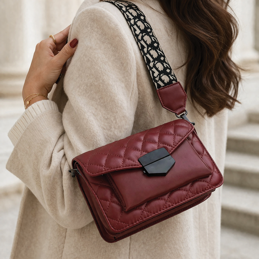 Brivelle - Quiltet Crossbody Taske i Vegansk Læder