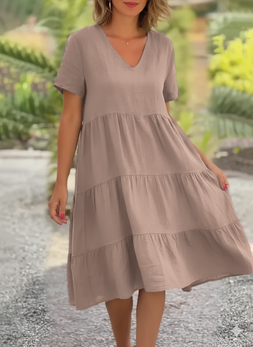 Hynelle - Tiered V-Neck Dress