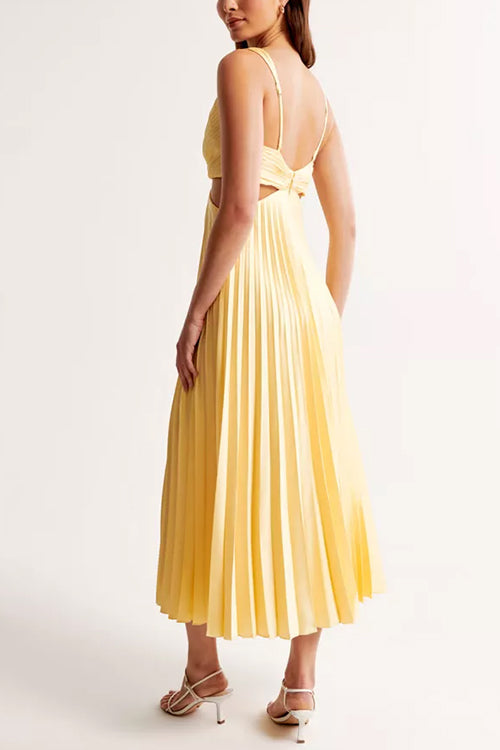 Olyna - Elegant V-Neck Pleated Skirt Dress for Women