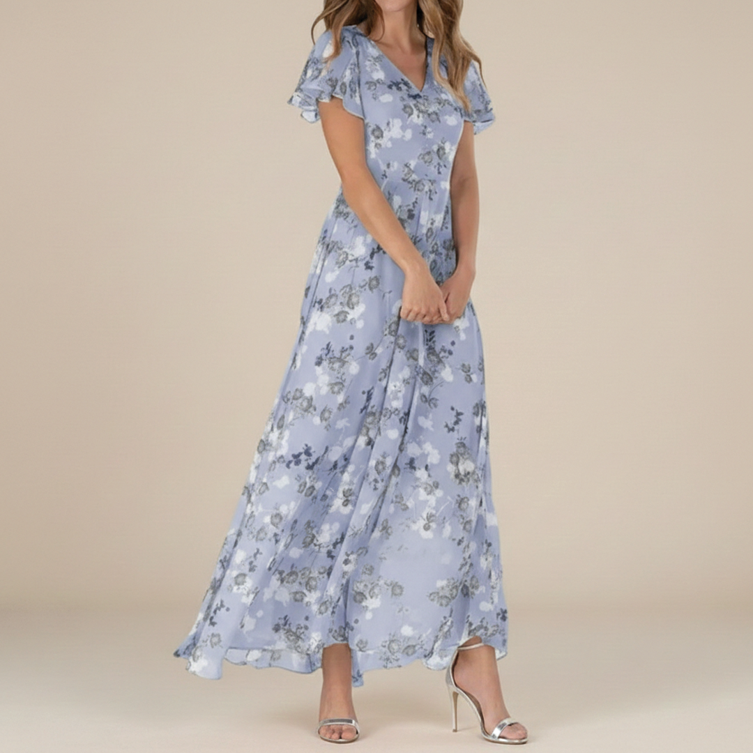 Kynelle - Flutter Sleeve Maxi Dress