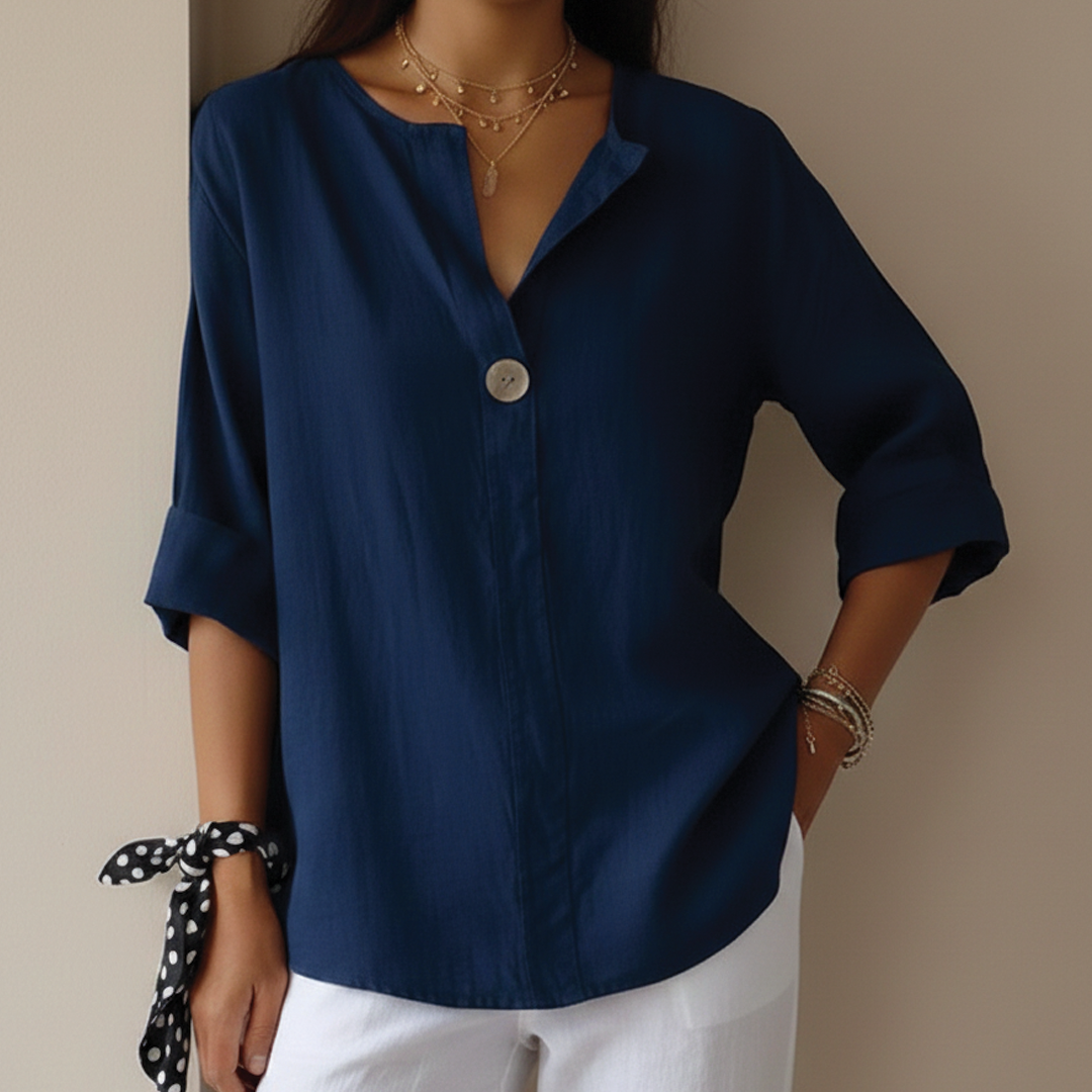 Kallisto - Linen V-Neck Blouse