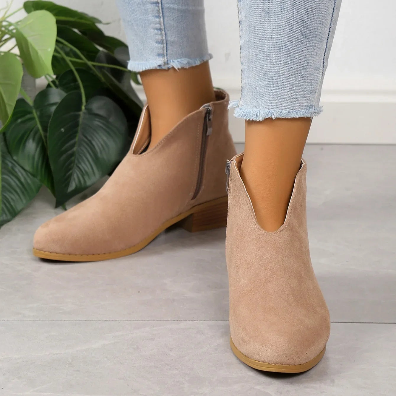 Camille | Botines con estampado de leopardo y cremallera para mujer