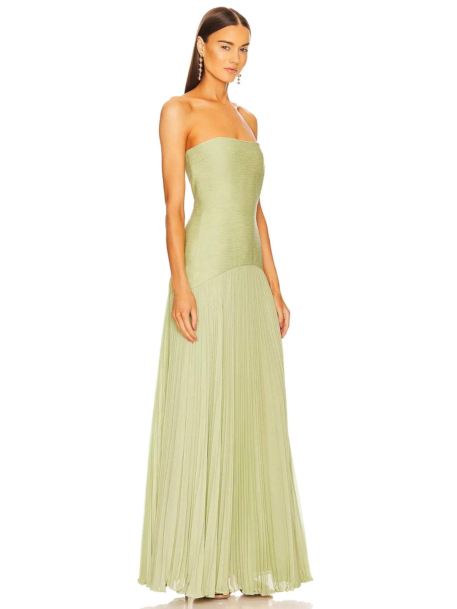 Luvina - Strapless Pleated Maxi Dress