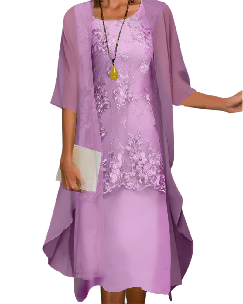 Ivy | Vestido midi fluido con mangas transparentes para mujer