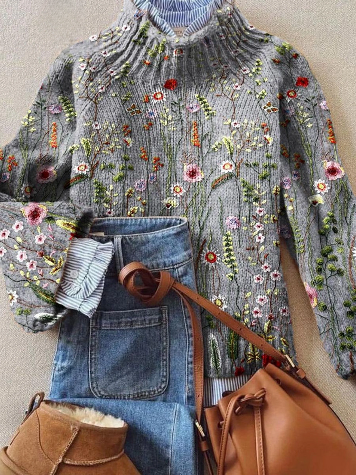 Maurine | Vintage Floral Knit Sweater