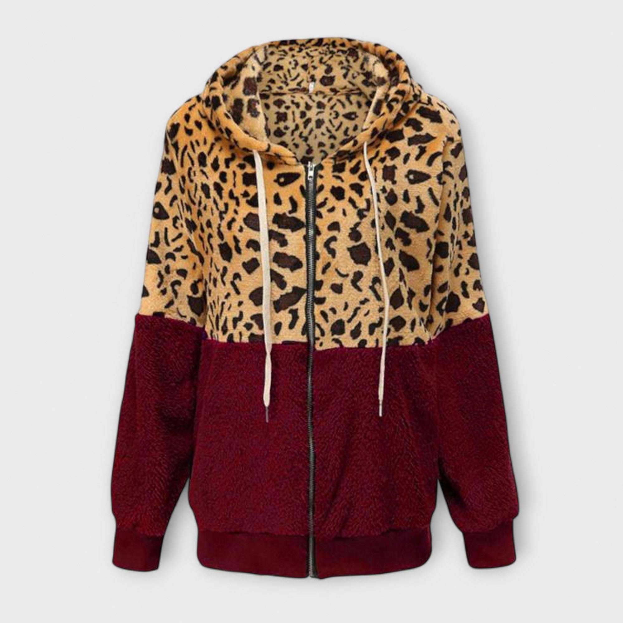 Lea - Fleece hoodie with leopard print design