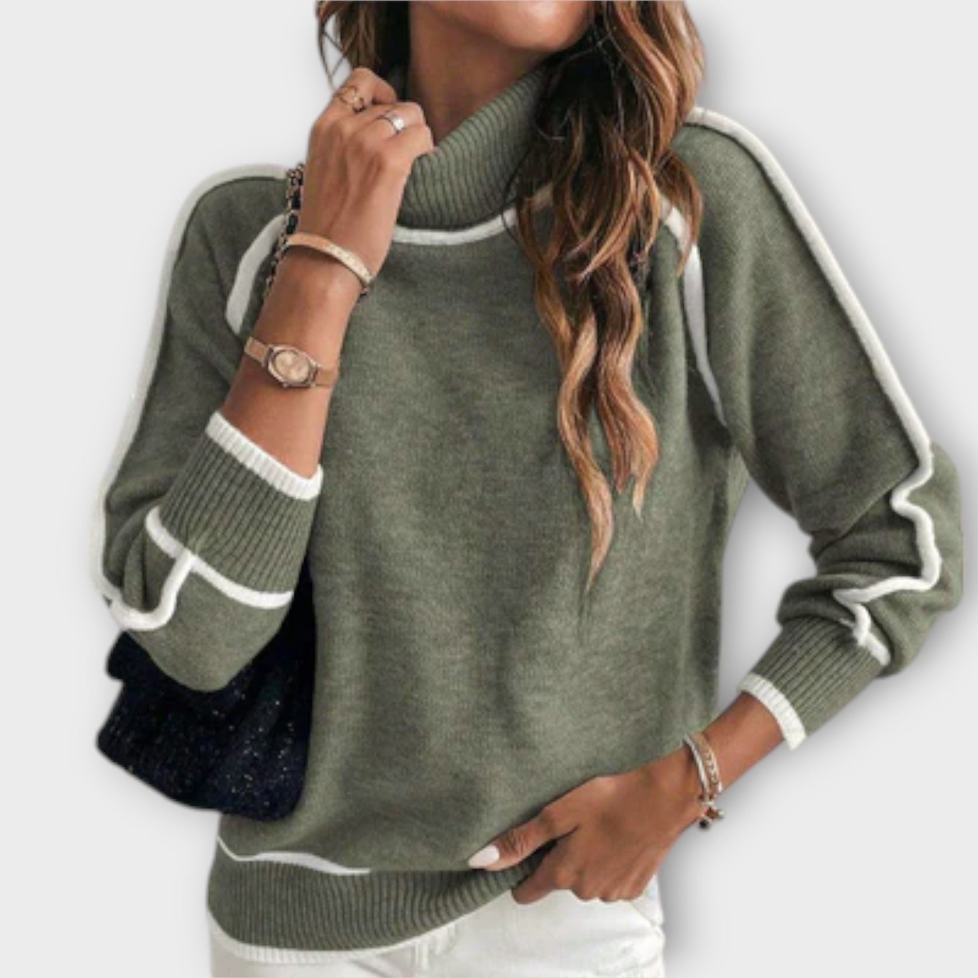 Christine - Luxurious olive green knit sweater