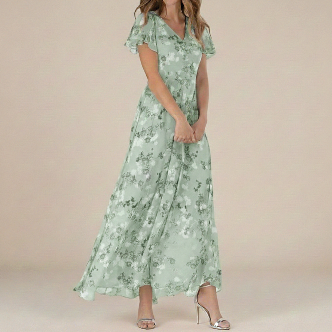 Kynelle - Flutter Sleeve Maxi Dress