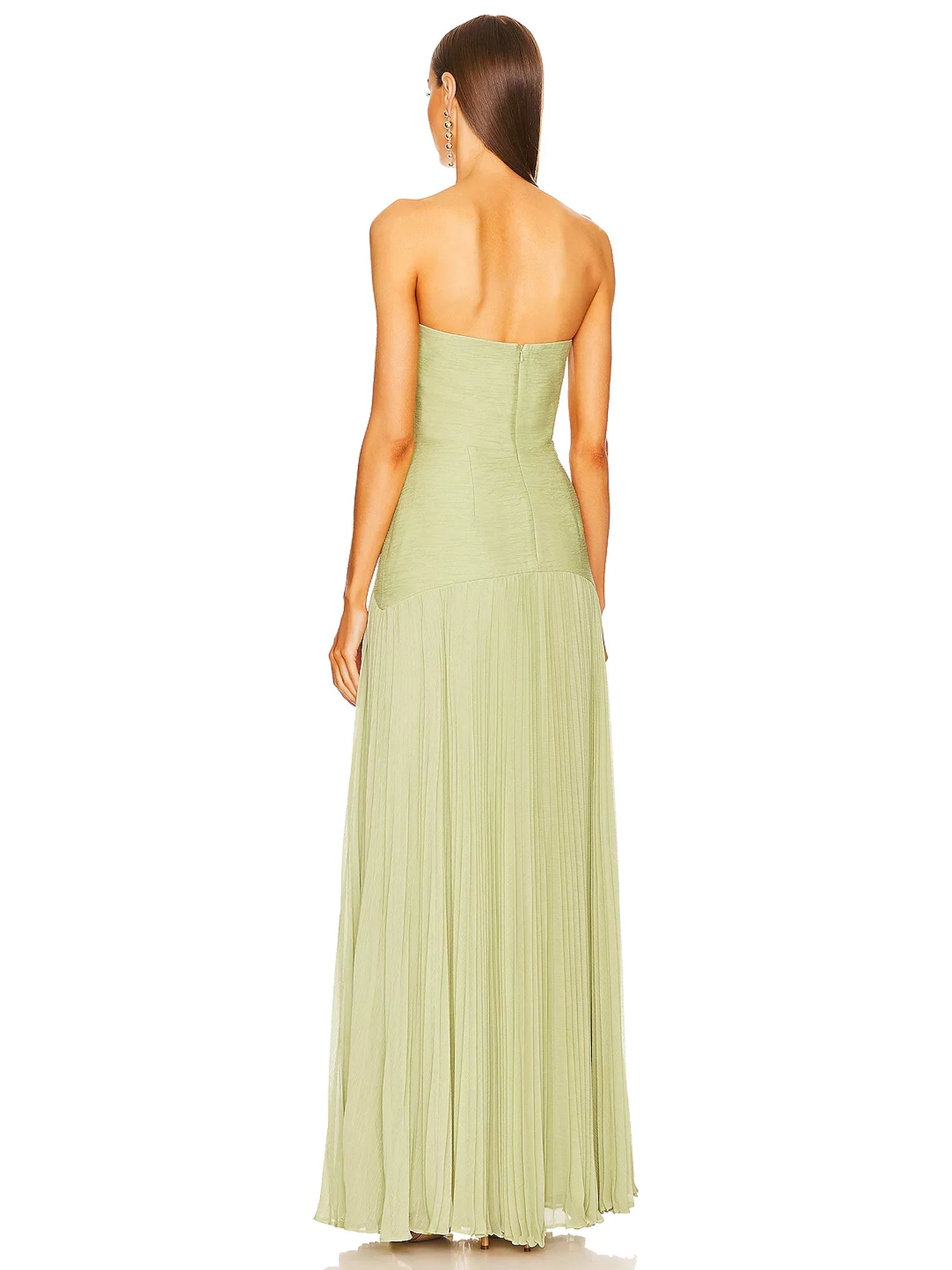 Luvina - Strapless Pleated Maxi Dress