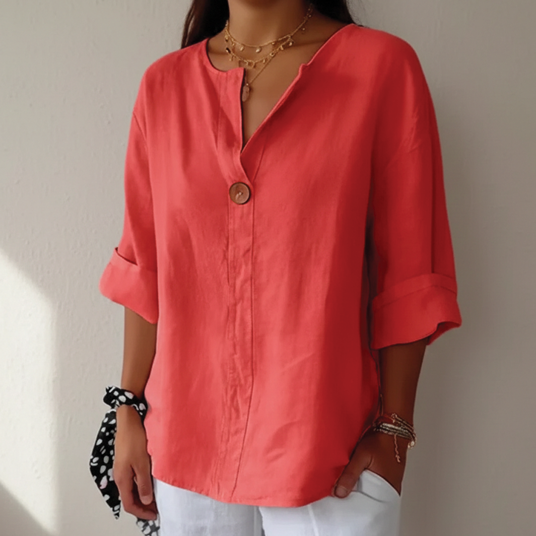 Kallisto - Linen V-Neck Blouse