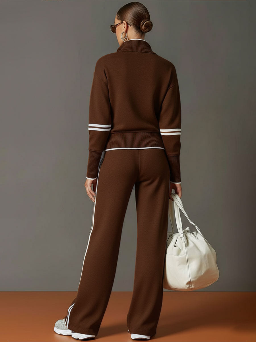 Priscilla - Elegant og sporty sæt med sweatshirt med halv lynlås