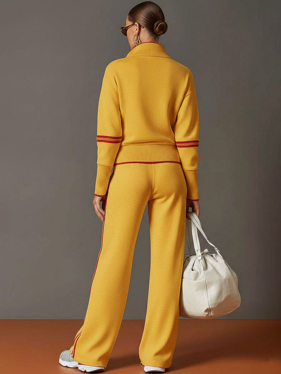Priscilla - Elegant og sporty sæt med sweatshirt med halv lynlås