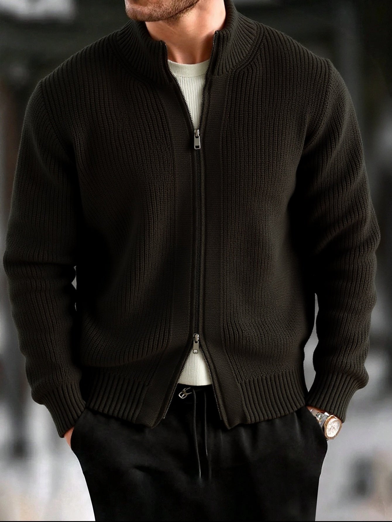 HENRY | CHUNKY V-NECK KNIT CARDIGAN
