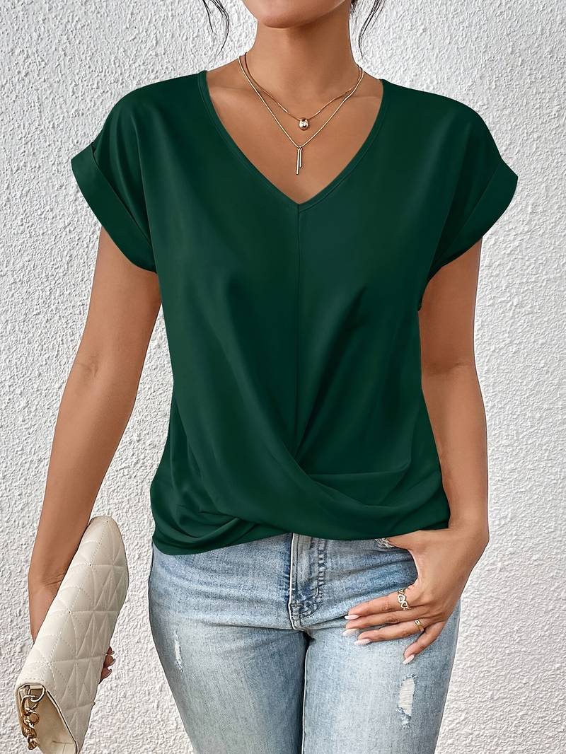 Melantha - Twist-Knot V-Neck Blouse