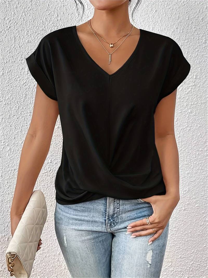 Melantha - Twist-Knot V-Neck Blouse