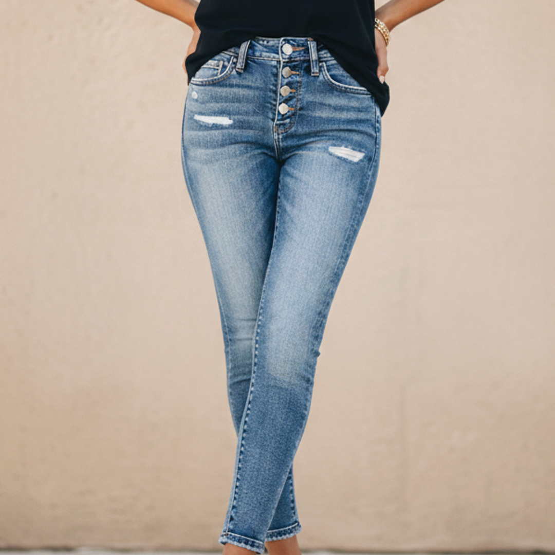 Velina - Slim Fit Button Jeans