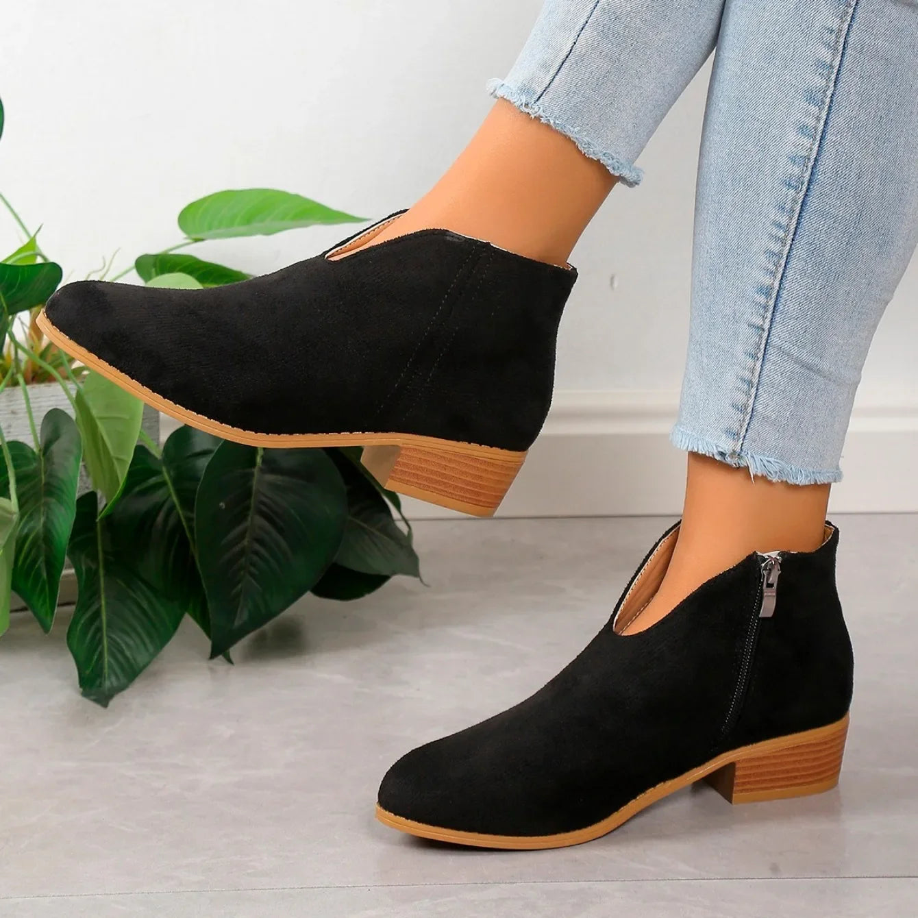 Camille | Botines con estampado de leopardo y cremallera para mujer