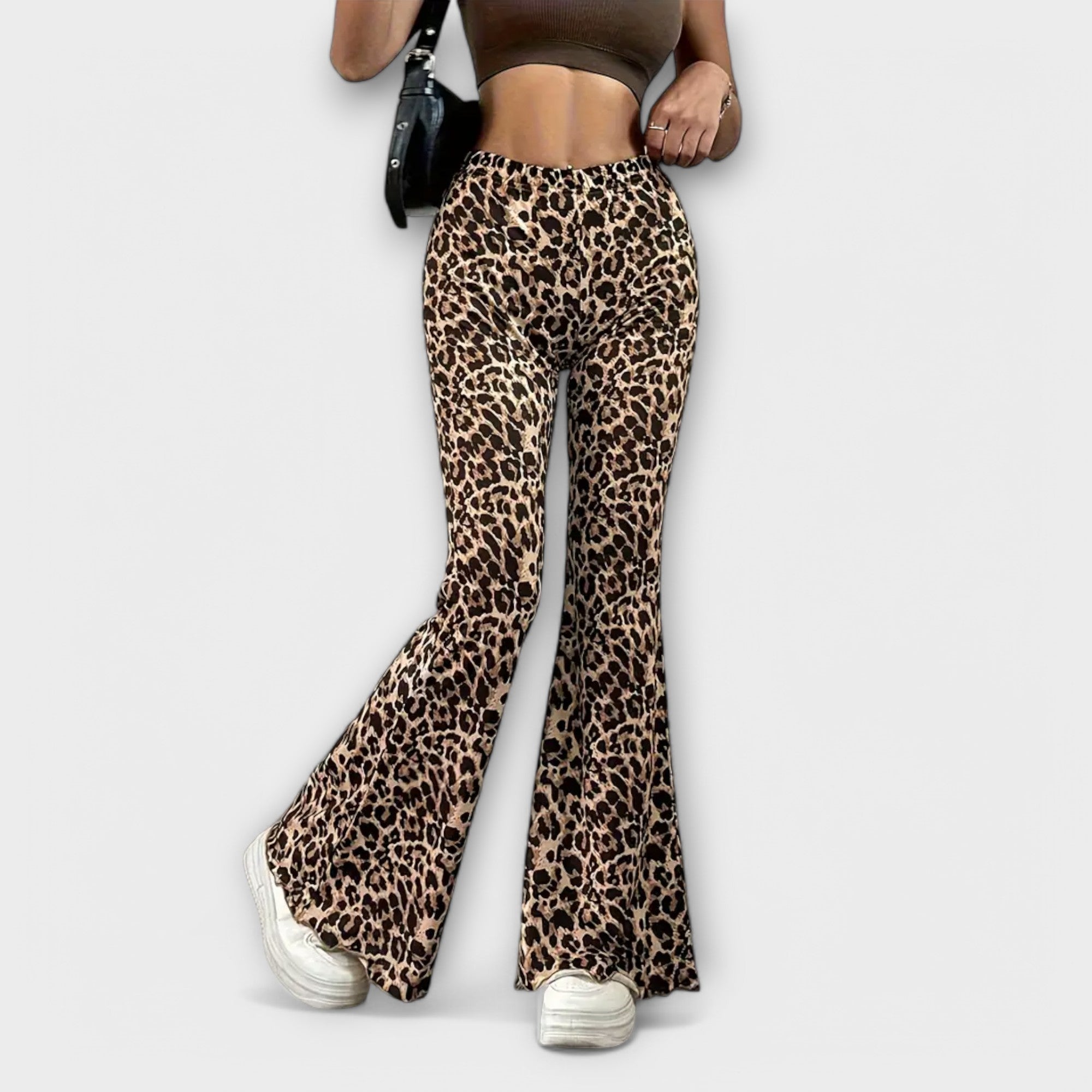 Leopard bootcut trousers