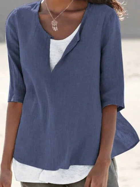 Camilla - Split Neck Casual Blouse