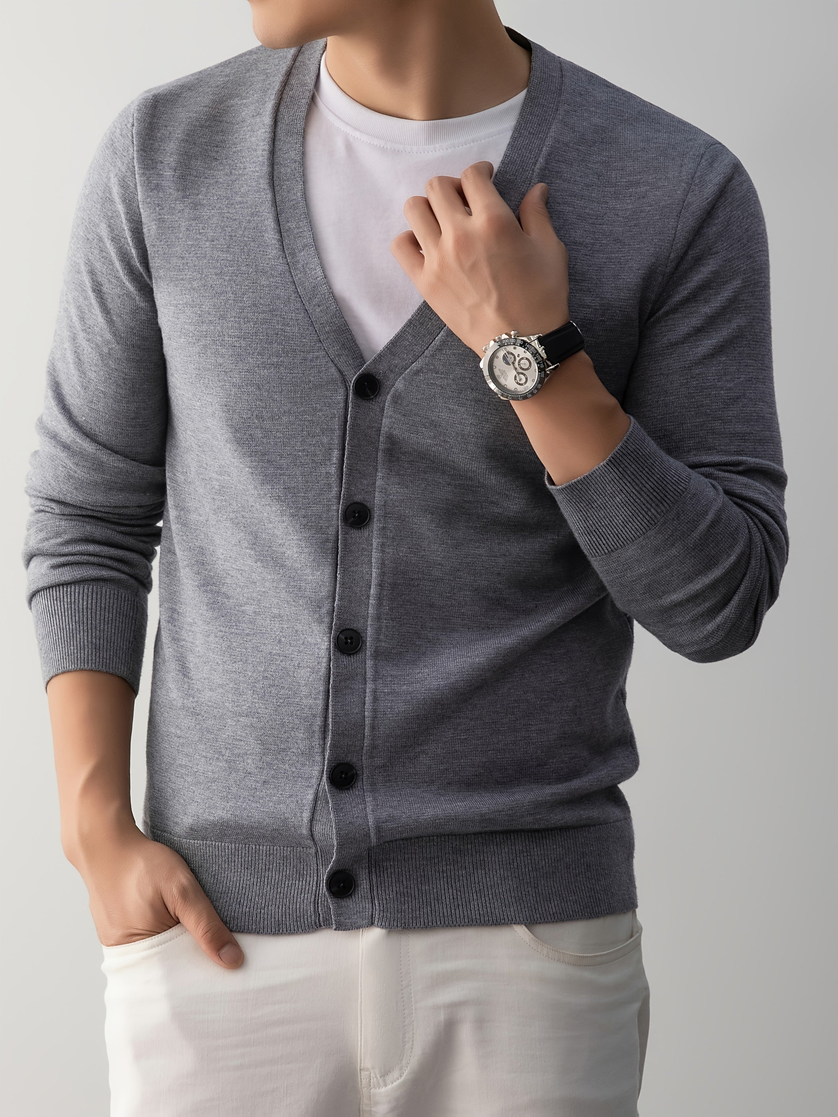 ARTHUR | CLASSIC V-NECK BUTTON-FRONT KNIT CARDIGAN