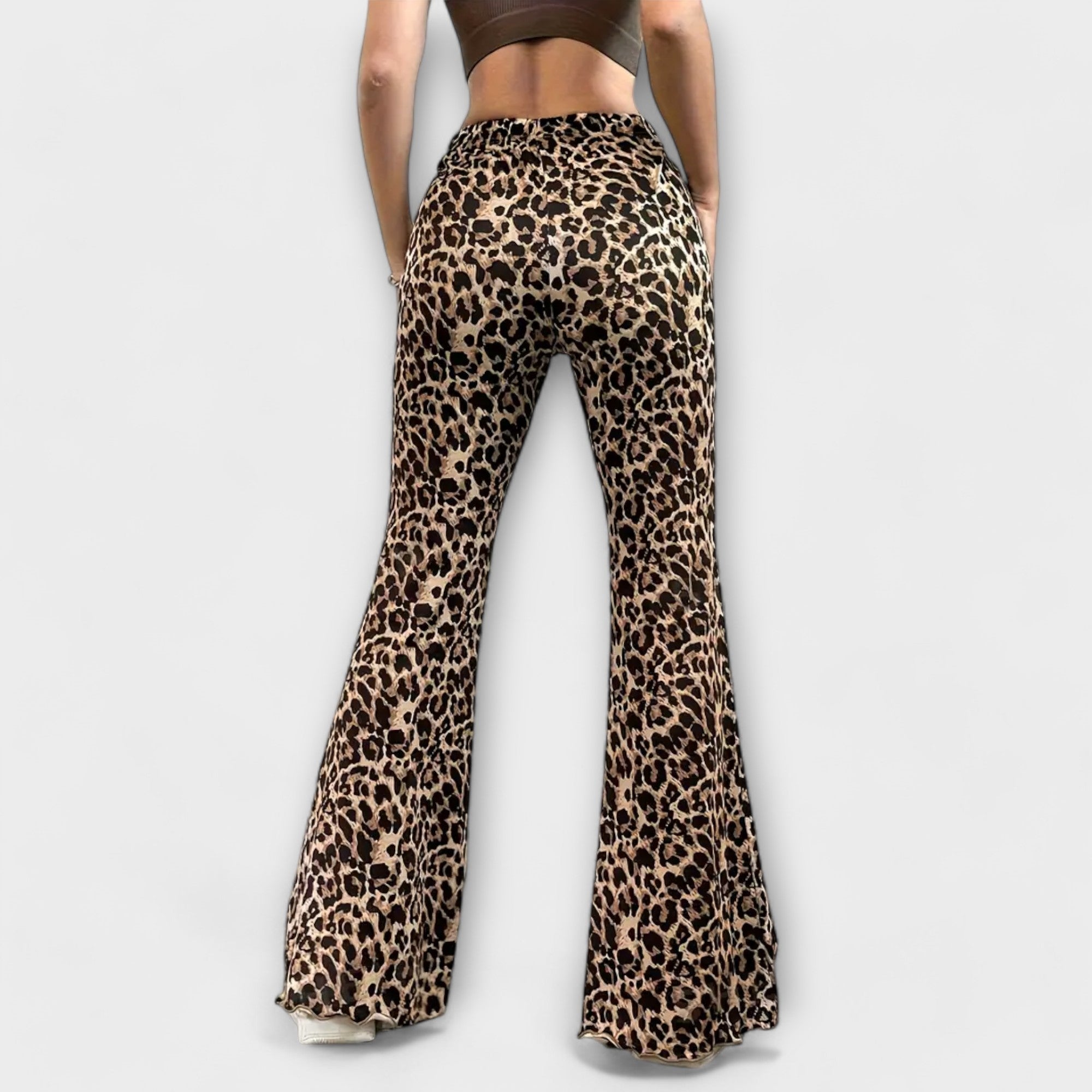 Leopard bootcut trousers