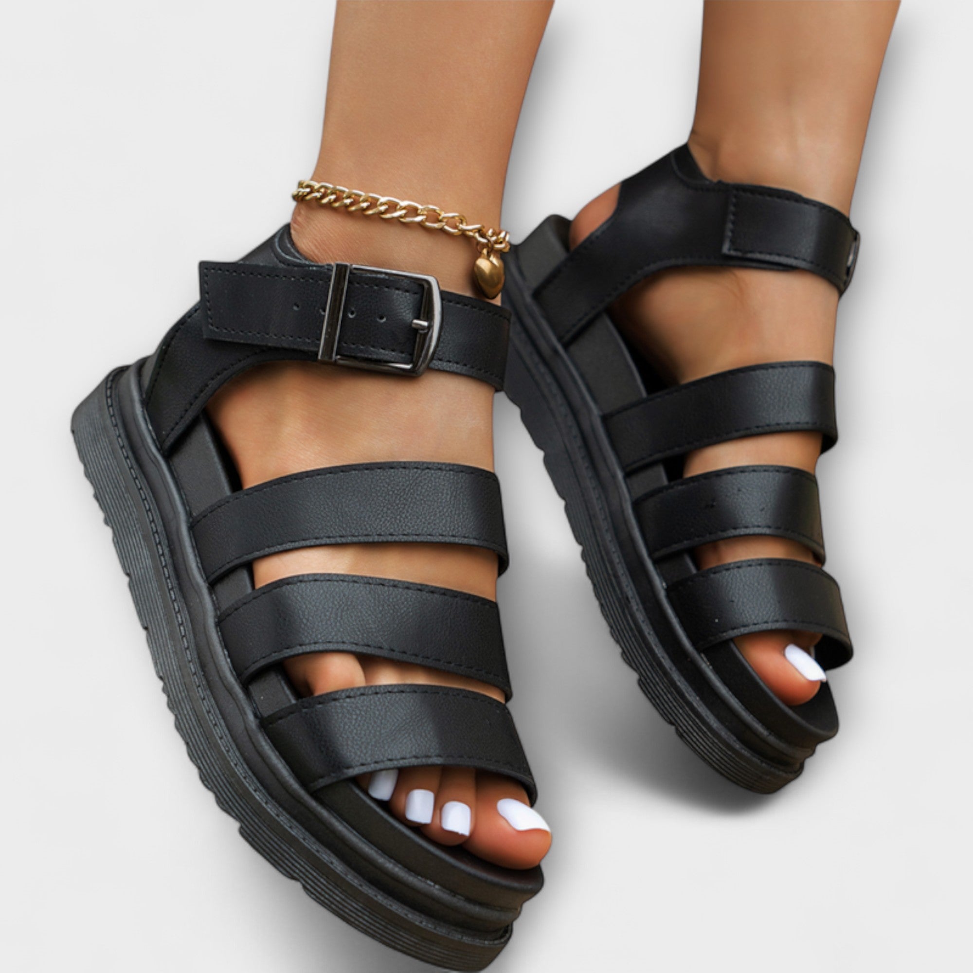 Renee – Sandals with multiple straps and buckle