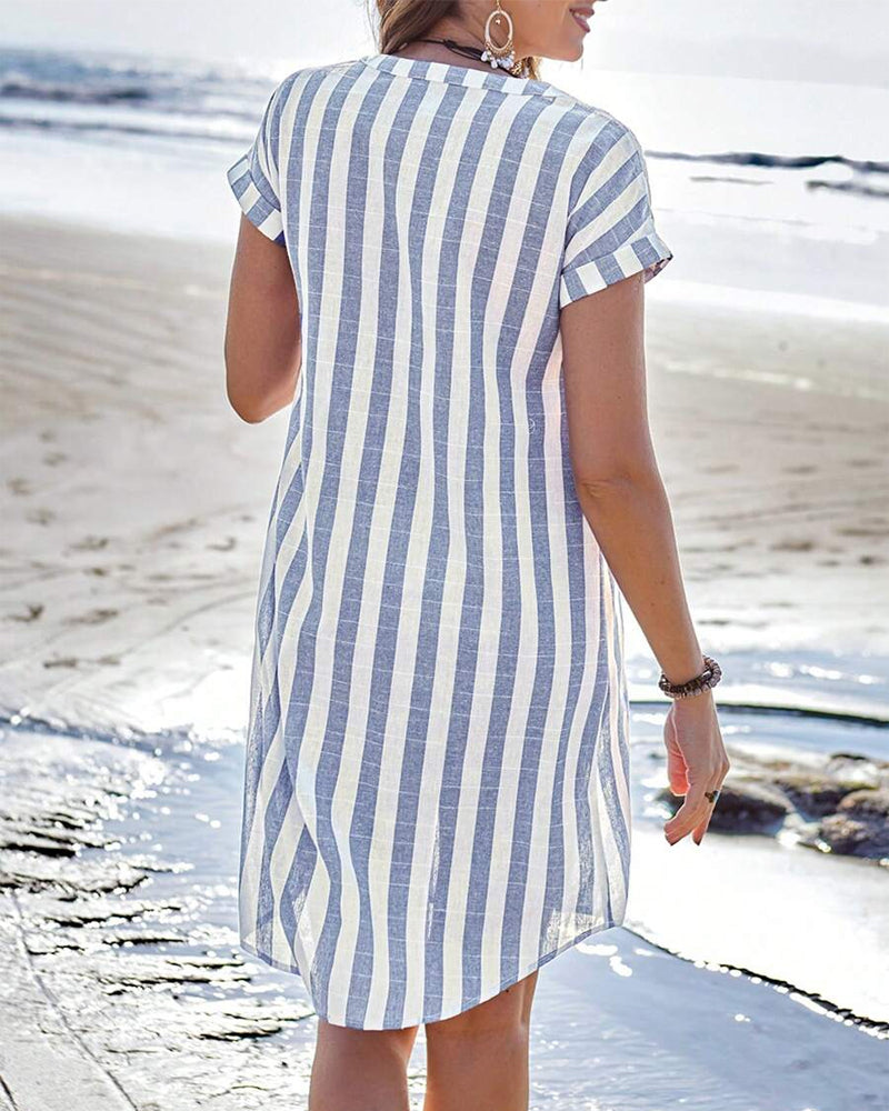 Melyne - Striped Shirt Dress