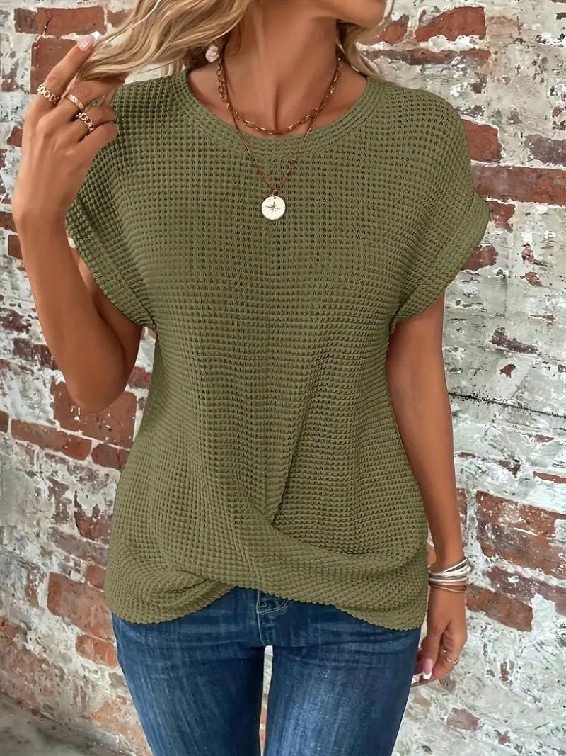 Lucinda - Twist-Hem Waffle Tee