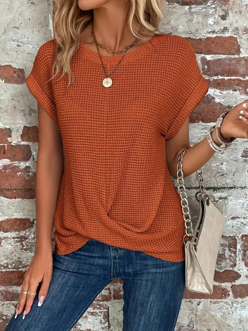 Lucinda - Twist-Hem Waffle Tee