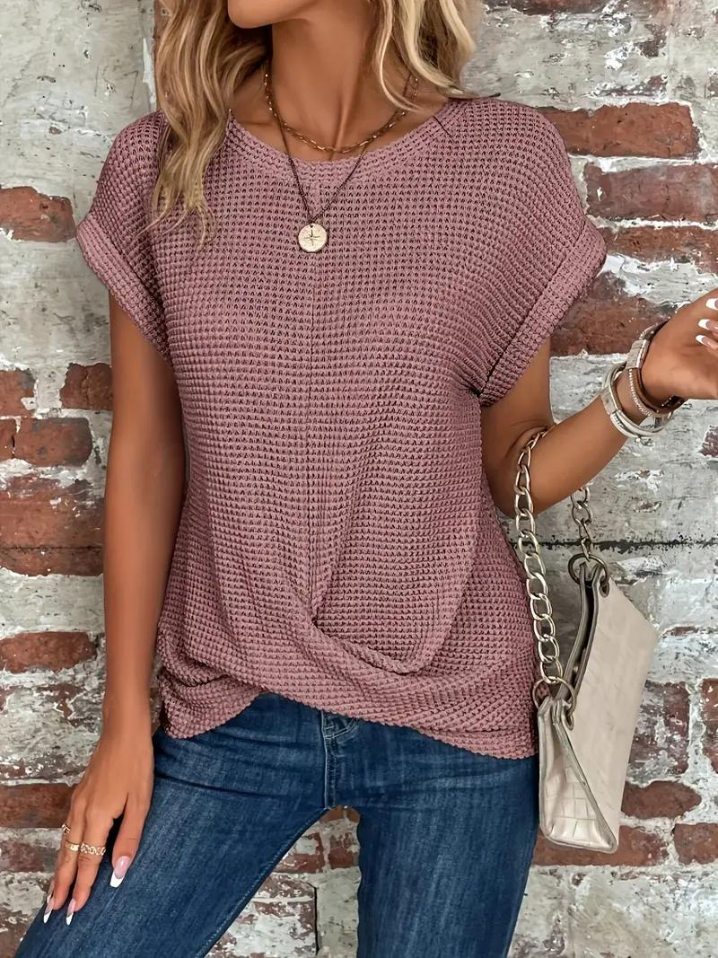 Lucinda - Twist-Hem Waffle Tee