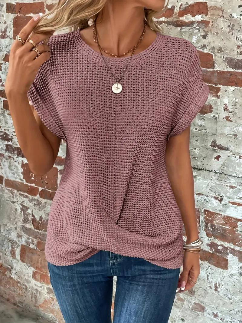 Lucinda - Twist-Hem Waffle Tee